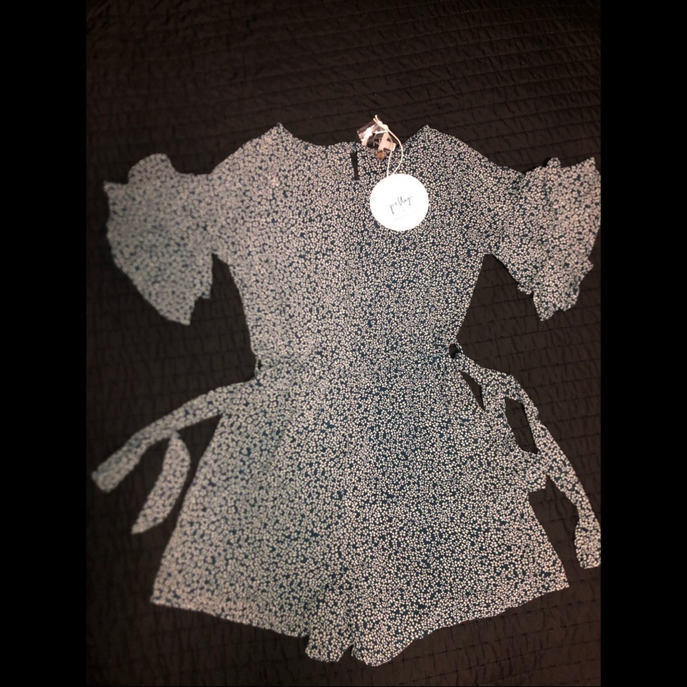Dark Green Floral Romper